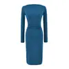 Vestido Longo Bodycon de Manga Longa, Cor Macaron, Uma Manga Só, Decote Assimétrico, Desejo Puro, Vestido Longo com Cintura Franzida, Estilo Hot Girl