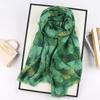 Bufanda de lino imitación hoja de ginkgo de origen transfronterizo para mujer, turbante fino de crepé de corteza, chal de gasa para protección solar en viajes, moda