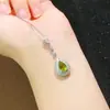 Collar Colgante Forma de Pera Gotas de Agua de Olivino Natural Tono Vibrante Base de Transmisión en Vivo Detección Colgante de Olivino Natural Caibao