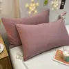 Juego de Fundas de Almohada, Un Par, para Uso Doméstico, Adulto, Algodón Lavado, Funda de Almohada de Color Sólido Simple, Funda de Almohada Estilo Nórdico, Dormitorio, para Mujeres