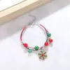 Pulsera de Campana de Reno Navideña Transfronteriza Europea y Americana Caricatura Esmalte Ajustable Papá Noel Bastón de Caramelo Pulsera para Mujeres
