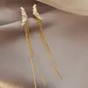 @Oferta Especial Brincos Longos com Franjas de Strass Geométrico Estilo Super Fada Coreana Design de Nicho Luxo Leve