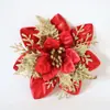 Flor de Flor de Polvo de Oro Transfronteriza Flor de Navidad 12 Piezas Decoraciones para Árbol de Navidad Accesorios de Flores Hechos a Mano Decoración de Guirnalda para Árbol de Navidad