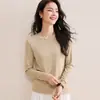 Camiseta de Manga Larga Lyocell Tencel Lana para Mujer Corte Delgado Fácil de Usar Cuello Redondo Suave y Elástica Prenda Base Otoño Ropa Interior