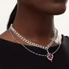 Novo Pingente Criativo de Casal Flecha Atravessando Coração, Conjunto Adaga do Amor Corrente de Diamante para Clavícula Presente de Dia dos Namorados Colar