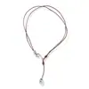 Venta Caliente Transfronteriza Cuerda de Piel de Vaca Colgante Étnico Joyería de Cuero Huella Digital Aleación Cadena para Suéter Personalizado Retro Collar Redondo