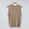 Novo Colete Tricô Redondo Pequeno da Primavera de 2025 com Cobertura para Seios Feminina, Top Casual Sem Mangas Emagrecedor, Camisa Base