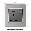 Versão de Hong Kong e Macau tomada britânica 13A com carregamento rápido USB tipo-c padrão britânico pé quadrado painel de fio de aço inoxidável cinza