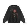 Sudadera con Capucha de Manga Larga Estampado Rock Oscuro Lavada Vintage Transfronteriza para Hombre, Estilo Street Ins Holgado, Sudadera con Tendencia Nacional