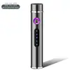 Encendedor cilíndrico de doble arco con carga creativa, con personalidad, USB, electrónico, a prueba de viento, mini encendedor de cigarrillos con pantalla de energía