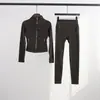 [En Stock] Conjunto de Chaqueta Corta Ld y Pantalones Cropped, Sudadera de Cuello Alto, Chaqueta Deportiva de Yoga