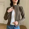 Chaqueta de Yoga de Forro Polar con Cuello Alto de Grafeno Seleccionado Cuidadosamente para Mujer, Nueva Temporada Otoño e Invierno, Ajustada, con Cremallera, Top Cálido, Moderno