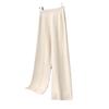 Pantalones de Lana 100% de Pierna Ancha para Mujer Punto Medio Pierna Modificada Sueltos Adelgazantes Tejido de Cachemira Pantalones de Cintura Alta Color Sólido