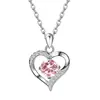 Comercio exterior transfronterizo collar de amor eterno de plata de ley S925 para niñas, collar simple de zirconia con forma de corazón, regalo