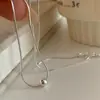 Collar Minimalista Coreano y Japonés de Bolas Redondas Lisas para Mujer, Cadena Corta de Clavícula Fresca de Moda, Colgante de Bola de Estilo Fresco de Tendencia al por Mayor