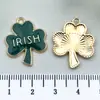 Accesorios para Joyería DIY Transfronterizos Trébol de Cuatro Hojas de la Suerte Festival de Cerveza Irlandesa Pendientes Colgante Llavero de Aleación Encanto