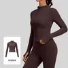 Top de yoga ajustado, adelgazante, con cuello alto y cremallera para mujer, de manga larga, ajuste ceñido, chaqueta deportiva de secado rápido para fitness