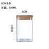 Frascos de Almacenamiento de Alimentos y Granos de Cocina Multiespecificación para el Hogar Hechos de Vidrio de Borosilicato Alto con Tapas de Bambú, Frascos de Vidrio Cuadrados Sellados