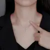 Colar Lágrima de Sereia em Prata Esterlina 999 para Mulheres Estilo Levemente Luxuoso Pingente Gota d'Água Corrente de Clavícula Diamantes Brilhantes Colares de Alta Qualidade