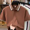 Camisa Polo de Verano 2026 para Hombre con Mangas Cortas, Transpirable, Casual, Cómoda, Transpirable, Rayas Bloque de Color, Camiseta de Corteholgado