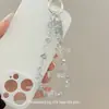 [Glaciar Azul Océano] Hielo Gigante Transparente Avanzado Nuevo Cubo de Azúcar con Cuentas Cadena para Teléfono Móvil Exquisita Brillante Nicho Cadena Colgante para Teléfono Móvil