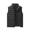 Outono Inverno 2026 Nova Jaqueta Casual Masculina de Algodão com Gola Alta Cores Sólidas Colete sem Mangas Coletes Outerwear Casual Juvenil