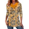 Ropa de mujer transfronteriza Amazon AliExpress Otoño e invierno Nuevo estampado digital 3D Suéter de cuello en V manga larga Camiseta top