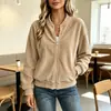 Chaqueta retro a rayas transfronteriza europea y americana 2026, cuello de béisbol con cremallera, casual, hombros caídos, corte holgado para mujer