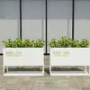 Juego de Macetero de Acero Inoxidable para Exteriores, Macetero Rectangular de Hierro Forjado para Plantar, Canaleta para Flores, Soporte para Flores, Maceta de Pie para Exteriores