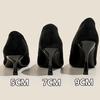 2025 Popular Novos Sapatos Femininos Primavera e Verão Salto Alto Feminino Preto Taça de Vinho com Elegante Socialite Sapatos de Camurça Super Salto