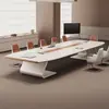 Mesa de conferencias pintada, mesa larga, mesa de discusión grande de oficina simple moderna elegante y juego de sillas, mesa larga para sala de conferencias