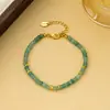 Pulseira de Pedra Lisa Verde Fresca com Contas Estilo Verão Novo, Corrente para Clavícula, Conjunto de Contas de Ábaco Artesanal de Alta Qualidade para Mulheres