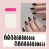 24 Peças de Unhas Postiças Pretas Gato de Olho Formato Amêndoa, Simples e Estilosas, Pontas de Unha Removíveis, Pontas de Unha Postiça Quentes e Vendidas Transfronteiriças