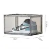 Caja de zapatos plegable con cierre magnético, caja de almacenamiento de zapatos transparente de plástico duro tipo cajón, zapatero ahorrador de espacio, zapatero con apertura lateral