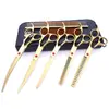 Tijeras de belleza para mascotas de 7.0 pulgadas color negro galvanizado 5 dientes de corte recto tijeras de corte curvo tijeras de hueso de pescado peine de fila en stock