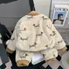 Pijama de invierno para niños, tres capas de forro polar de coral con acolchado de algodón añadido, engrosado para abrigar, franela con forro polar, ropa de estar cálida para niñas y bebés