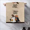 Amazon Halloween Desenho Animado Toalha de Mão Padrão Waffle Limpeza Doméstica Pano de Cozinha Toalha de Mão para Pendurar Atacado