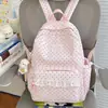 Mochila Feminina de Renda com Bolinhas Estilo Coreano Ins de Alto Valor para Alunos do Ensino Fundamental 3º ao 6º Ano Mochila de Grande Capacidade