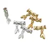 Colgante de Hoja de Tubo de Bambú 3D de Plata S999 Chapado en Oro DIY Colgante para Pulsera Material de Cuerda Hecho a Mano Accesorios Q0703