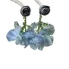 Brincos de Franja com Flores Artificiais Românticas Francesas Estilo Vintage Exagerado para Festas Brincos de Tarraxa Azuis Românticos para Mulheres