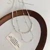 Nuevo Collar de Doble Capa Estilo Francés con Perlas en Forma de Plata y Cadena Metálica, Accesorio Versátil