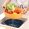 Cesta Drenante Multifuncional Doméstica de Plástico, Colorida Estilo Nórdico Simples de Camada Dupla para Lavar e Escorrer Frutas e Verduras, Bacia para Vegetais