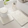 Juego de Baño de Tres Piezas de Terciopelo de Algodón con Espuma Viscoelástica, Hoja, Transfronterizo, Absorción de Agua, Alfombrilla Antideslizante para Piso, Alfombrilla para Inodoro