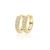 Pendientes de Aro Cuadrado Populares Europeos y Americanos Hip-Hop Circonita Micro-pavimentada Tendencia Bling Pendientes Completamente de Diamante para Hombres y Mujeres