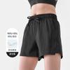 Shorts Deportivos de Verano para Mujer, Dos Piezas, Transpirables, de Secado Rápido, Shorts para Entrenamiento de Pilates Yoga, de Tres Cuartos, Pantalones de Fitness, Rojo Rosa