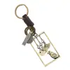 Llavero Retro Artístico Tejido a Mano de Cuero Genuino Colgante para Llave de Coche Colgante de Cinturón Llavero de Piel de Vaca