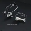 Pendientes de Tiburón Vintage para Hombre Tendencia Distintivo Estilo Oscuro Pendiente Individual Moda Estilo Hip-hop Imitación Plata Tailandesa Pendientes de Pez Pequeño