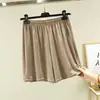 Calça capri de cor sólida fina tamanho grande solta perna larga cintura alta modeladora shorts de pijama para mulheres verão casual japonês e coreano roupa de casa