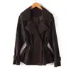 Chaqueta de Cuero con Lazo a la Cintura Estilo Otoño Nuevo Transfronteriza, Cuero Semi-Curtido Encapsulado al Agua, Chaqueta de Cuero Moderna y Versátil