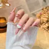 Set de 10 Uñas Azules Ojo de Gato Brillantes Hechas a Mano para una Hija Adinerada, Modernas y Populares, Realza el Cutis y la Elegancia, Uñas Portátiles al por Mayor